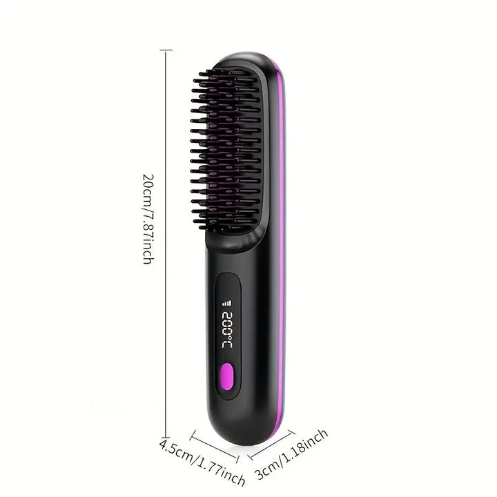 Portable Wireless Hair Straightener Comb - USB Charging, 3-speed Temperature Control, Negative Ion Technology, Long-lasting Luster, LED Display Screen, Lightweight, Perfect for Travel, with Comb And Clip Included My Store