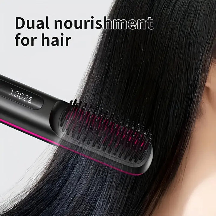 Portable Wireless Hair Straightener Comb - USB Charging, 3-speed Temperature Control, Negative Ion Technology, Long-lasting Luster, LED Display Screen, Lightweight, Perfect for Travel, with Comb And Clip Included My Store