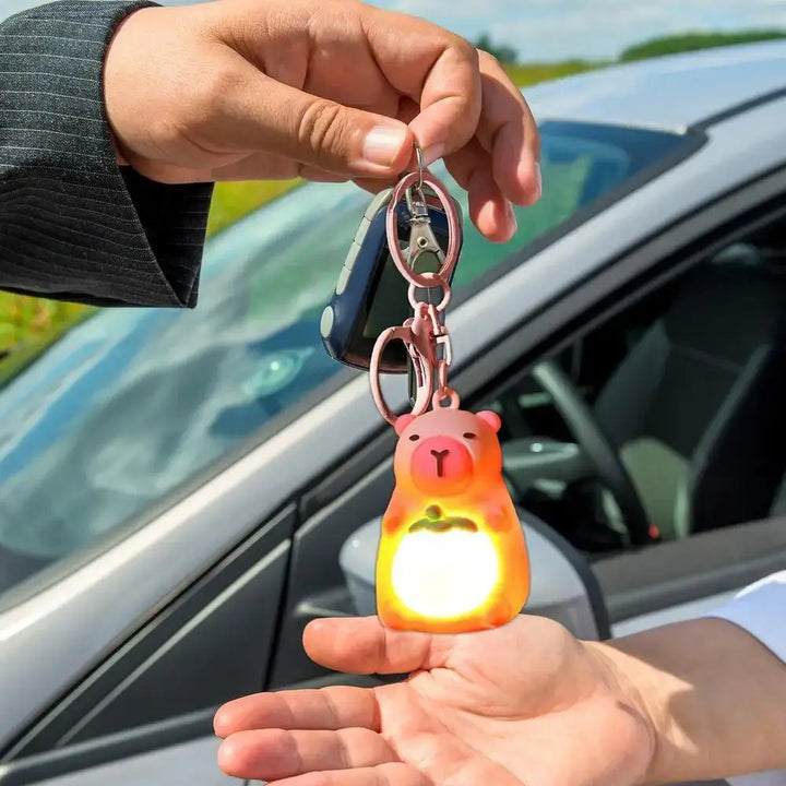 Cute Capybara Keychain With Lighted Creative Luminous Capibara Anime Lighting Keyring Mini Doll Capybara Keyring accessories My Store