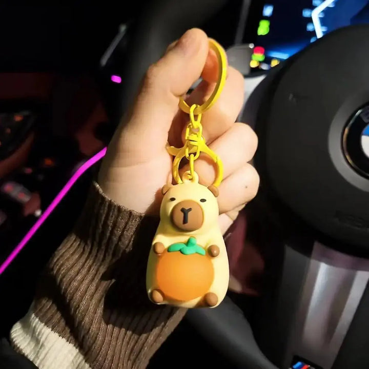 Cute Capybara Keychain With Lighted Creative Luminous Capibara Anime Lighting Keyring Mini Doll Capybara Keyring accessories My Store