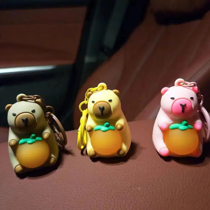 Cute Capybara Keychain With Lighted Creative Luminous Capibara Anime Lighting Keyring Mini Doll Capybara Keyring accessories My Store
