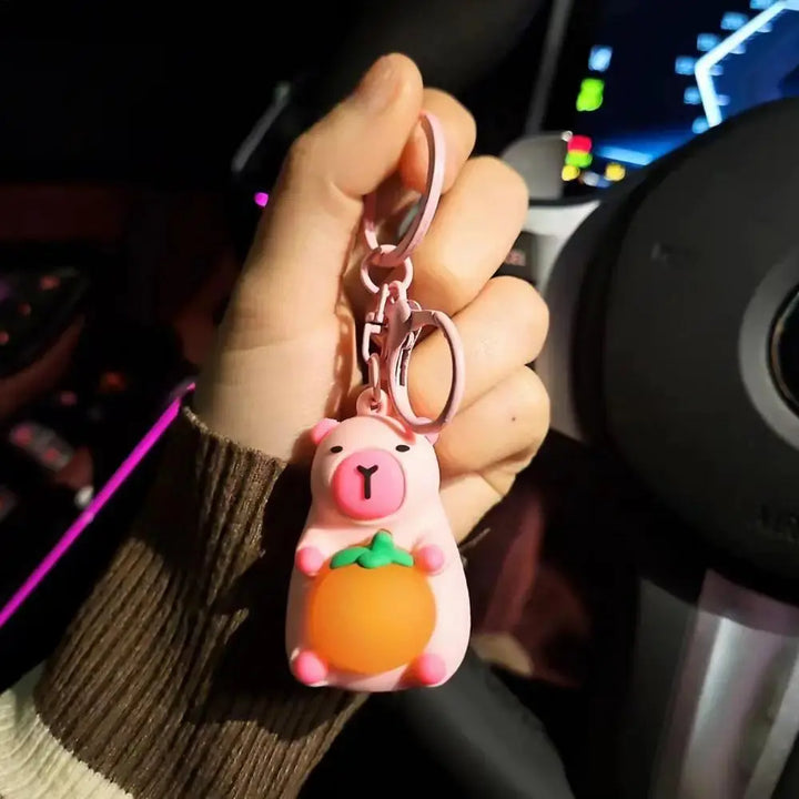 Cute Capybara Keychain With Lighted Creative Luminous Capibara Anime Lighting Keyring Mini Doll Capybara Keyring accessories My Store