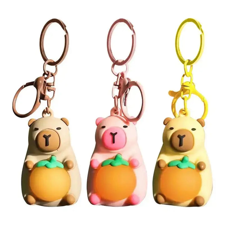 Cute Capybara Keychain With Lighted Creative Luminous Capibara Anime Lighting Keyring Mini Doll Capybara Keyring accessories My Store