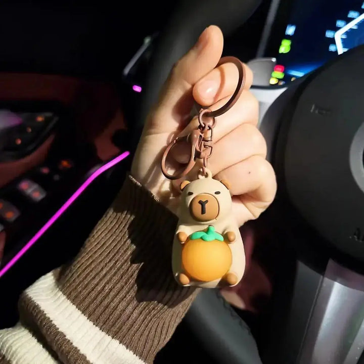 Cute Capybara Keychain With Lighted Creative Luminous Capibara Anime Lighting Keyring Mini Doll Capybara Keyring accessories My Store