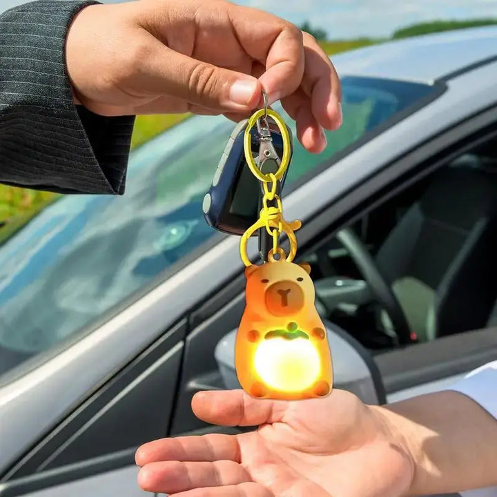 Cute Capybara Keychain With Lighted Creative Luminous Capibara Anime Lighting Keyring Mini Doll Capybara Keyring accessories My Store