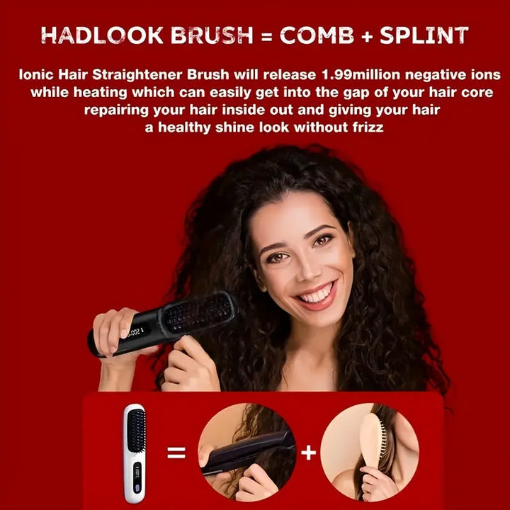 Portable Wireless Hair Straightener Comb - USB Charging, 3-speed Temperature Control, Negative Ion Technology, Long-lasting Luster, LED Display Screen, Lightweight, Perfect for Travel, with Comb And Clip Included My Store